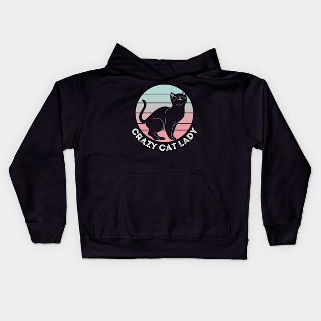 Crazy Cat Lady, Cat Merch Design Kids Hoodie by Hifzhan Graphics